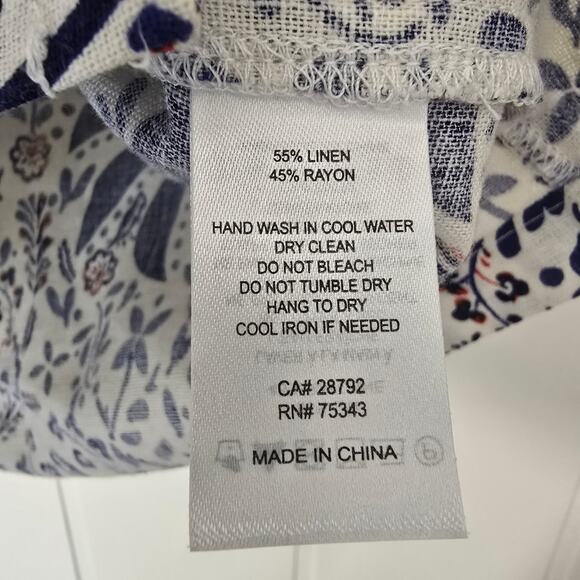 Joie Linen Blend Resort Top Cropped Palm Tree Tropical Top Boxy Size M - Picture 5 of 7